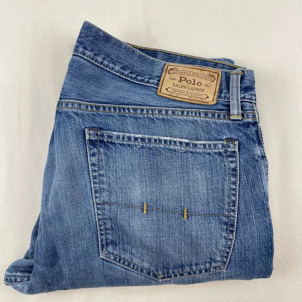 Polo Ralph Lauren Mens Authentic Dungarees Blue Jeans 36x30 Cotton Straight Leg